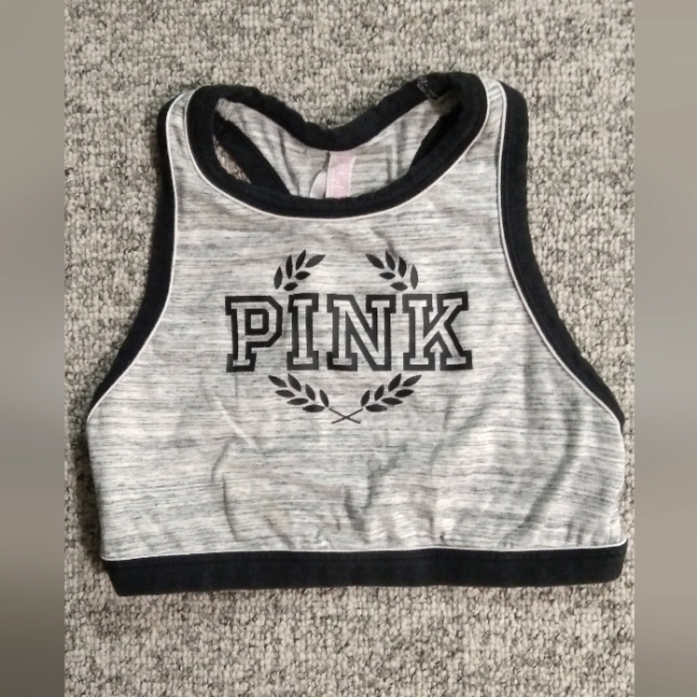 Victoria secret pink logo crop sports bra